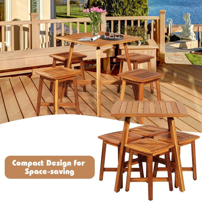 SUGIFT 5 Pieces Patio Dining Set by Acacia wood