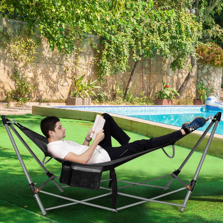 SUGIFT Portable Folding Hammock with Hammock Stand Gray