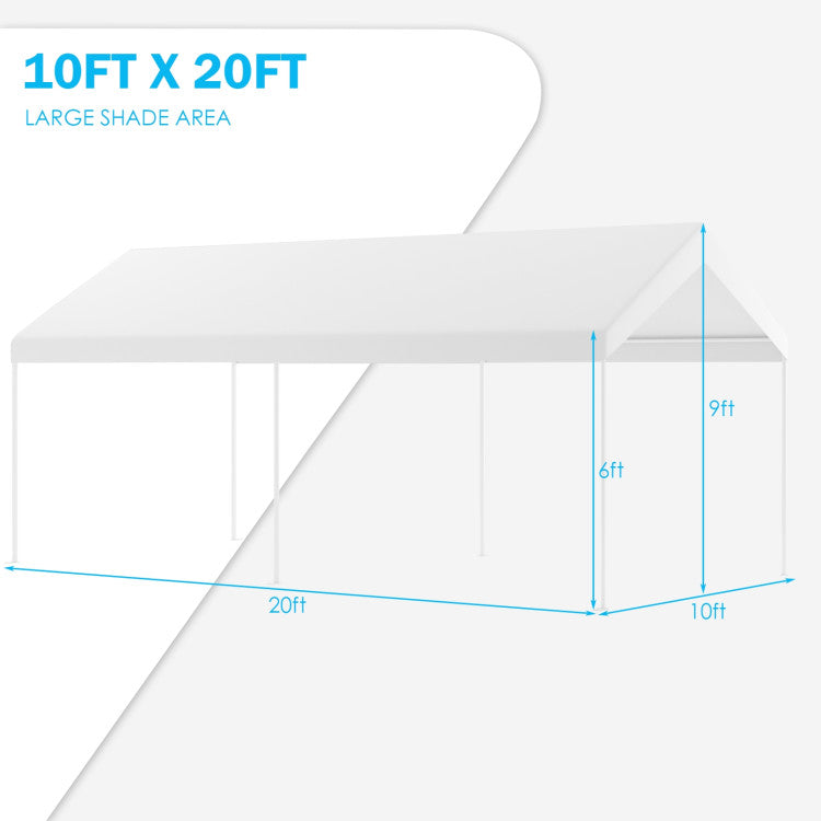 20 ft. x 10 ft. Steel Frame Canopy Portable Carport Canopy