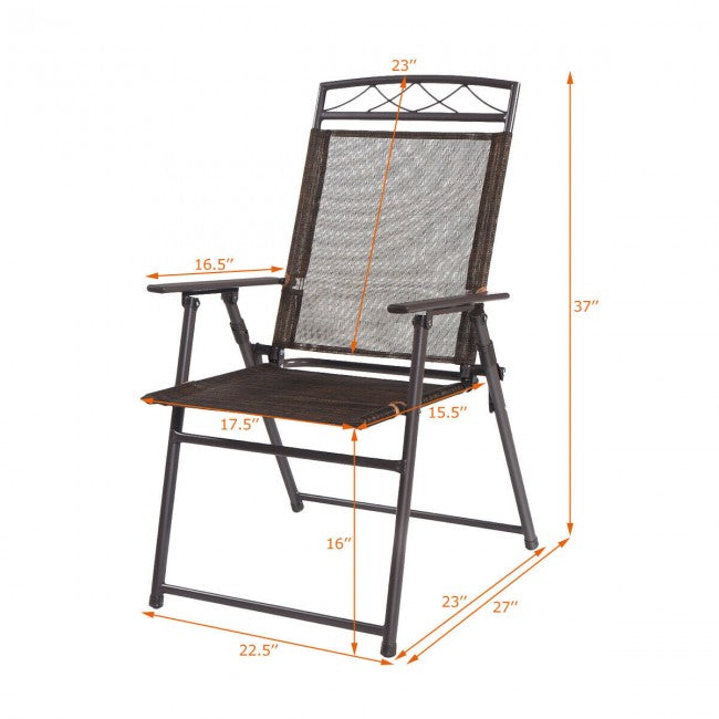 SUGIFT Set of 4 Patio Folding Sling Chairs Steel Camping Deck