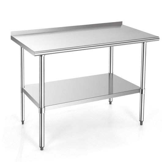 Stainless Steel Table for Prep and Work with Backsplash-24 x 48 inch