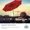 10 ft. Steel Market Solar Tilt Patio Umbrella with Crank and LED Lights in Burgundy