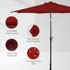 10 ft. Steel Market Solar Tilt Patio Umbrella with Crank and LED Lights in Burgundy