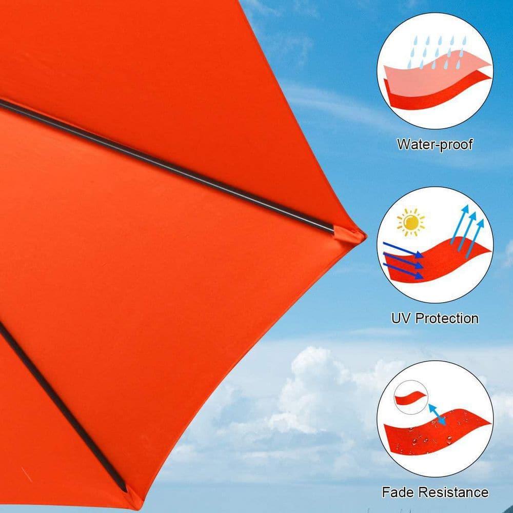 15 ft. Market Outdoor Patio Umbrella with Crank and Base in Orange