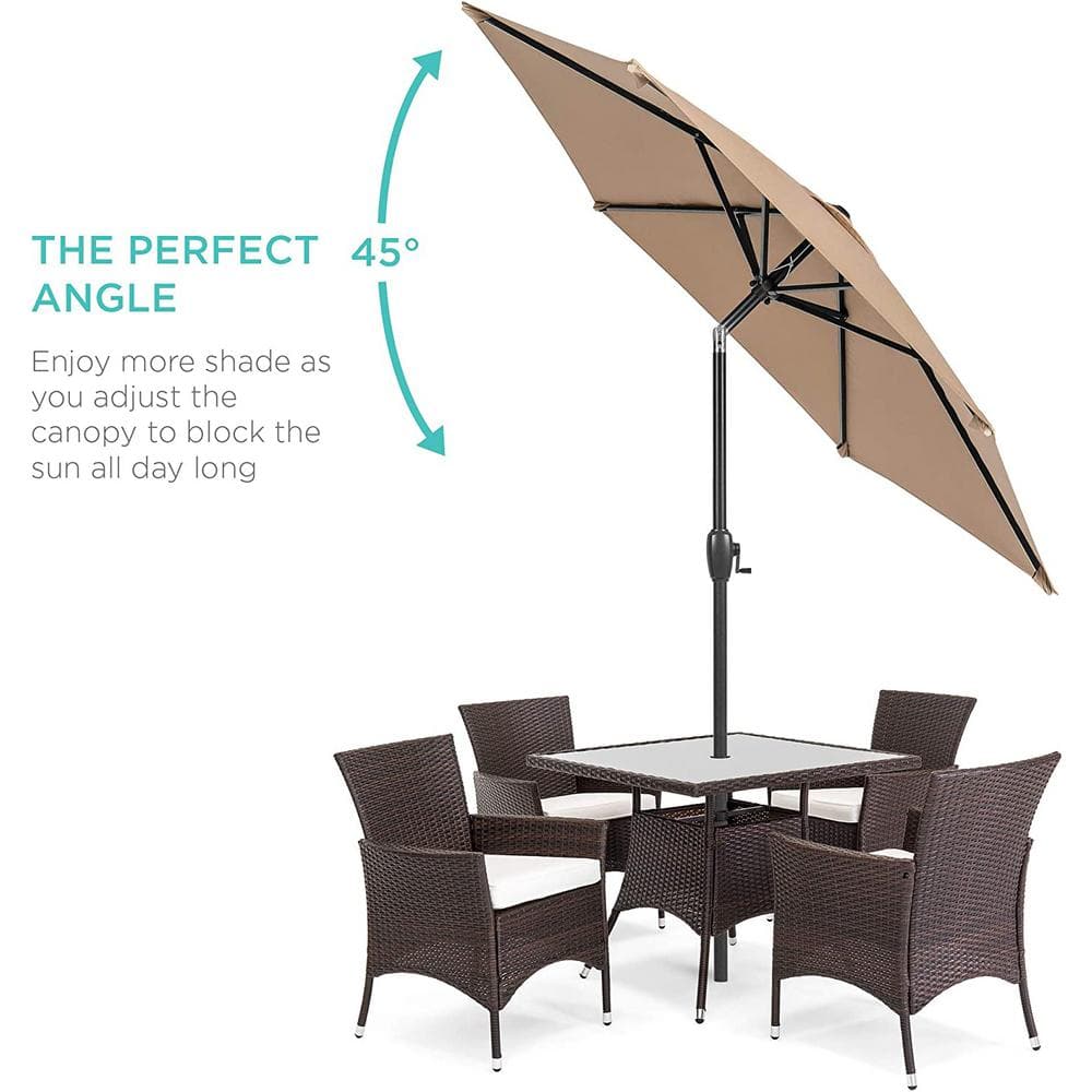 7.5 ft. Metal Pole Market Crank Patio Umbrella in Beige