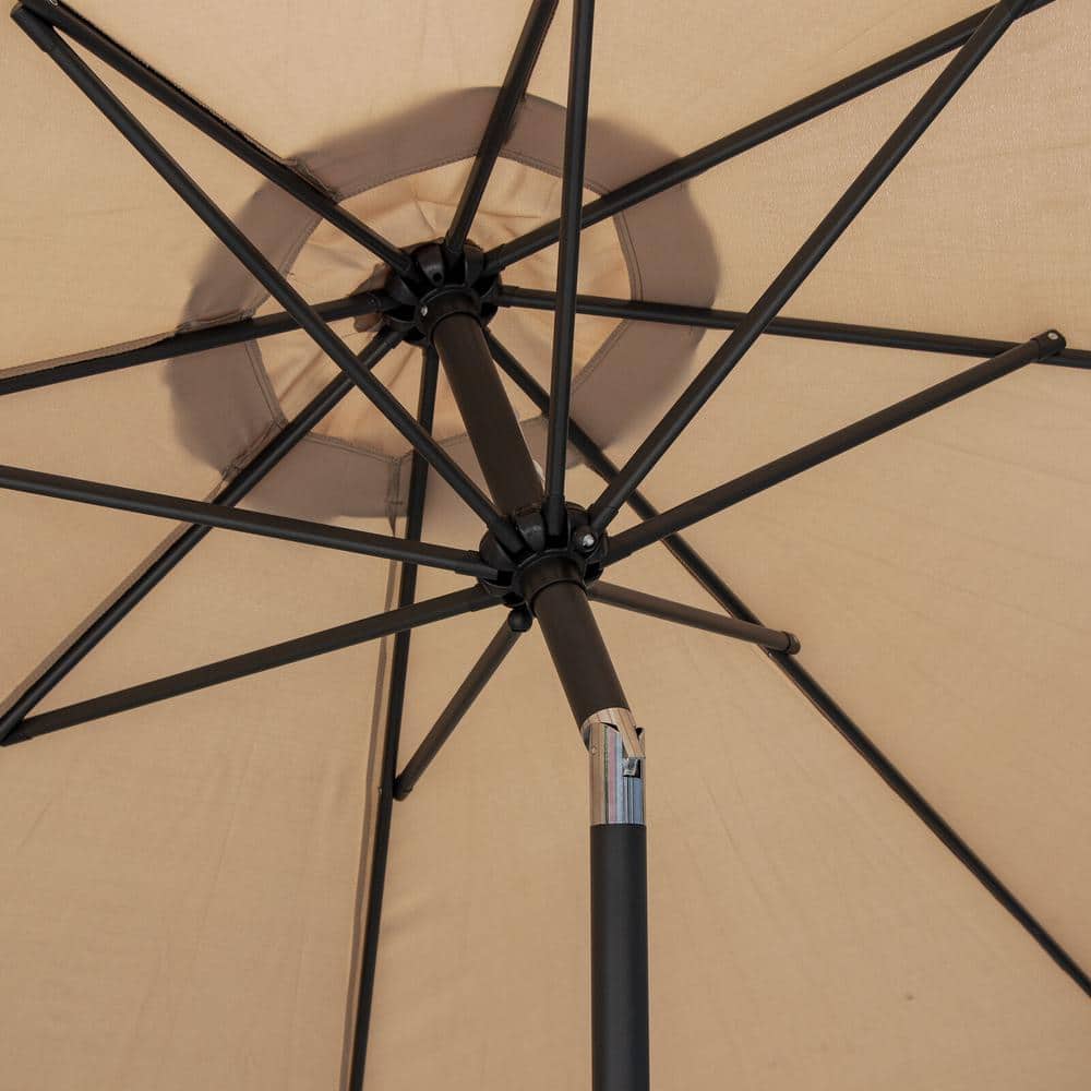 9 ft. Metal Market Crank and Tilt Patio Umbrella in Beige
