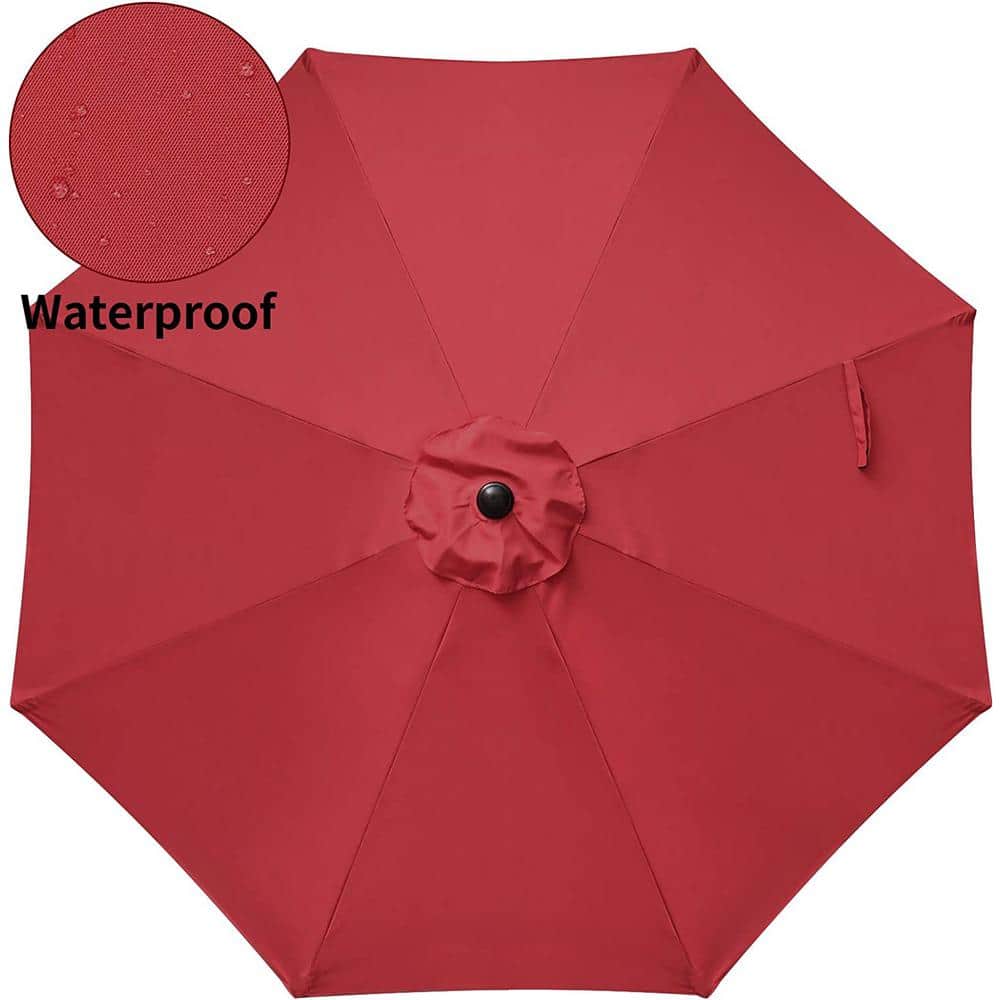9 ft. Metal Button Tilt Market Patio Umbrella in Red