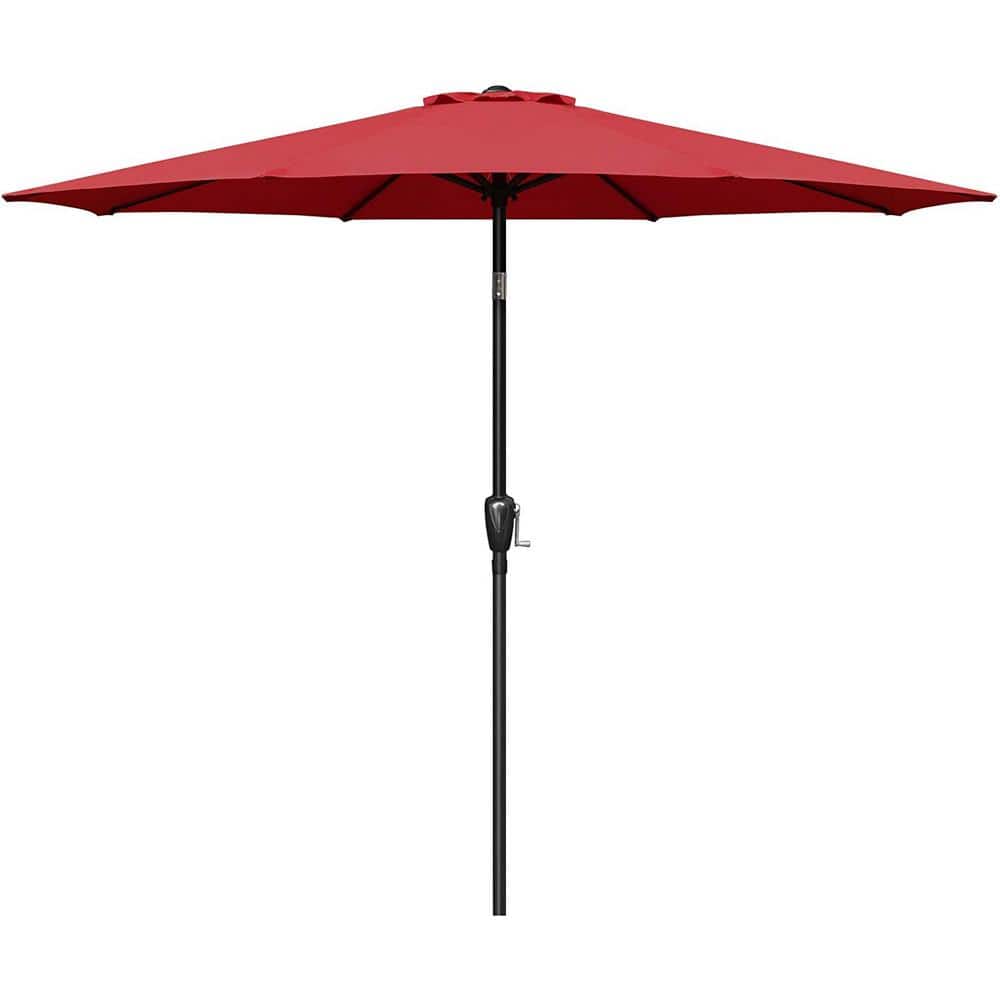 9 ft. Metal Button Tilt Market Patio Umbrella in Red