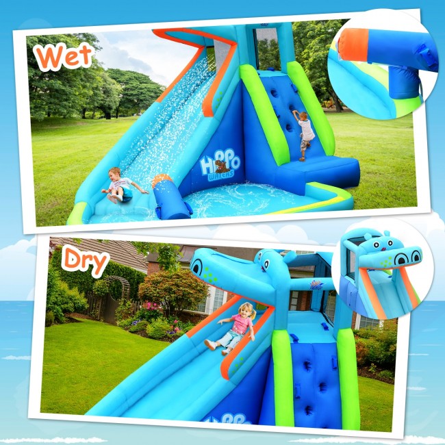 SUGIFT Hippo Inflatable Water Slide Bounce House,Outdoor Inflatable Kid Castle with Air Blower