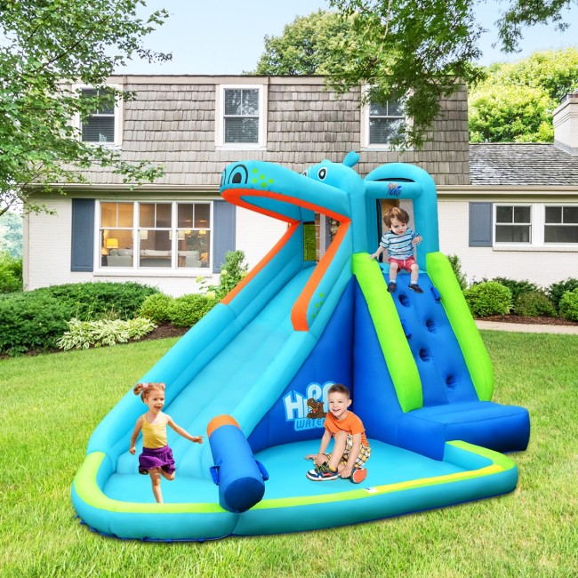 SUGIFT Hippo Inflatable Water Slide Bounce House,Outdoor Inflatable Kid Castle with Air Blower