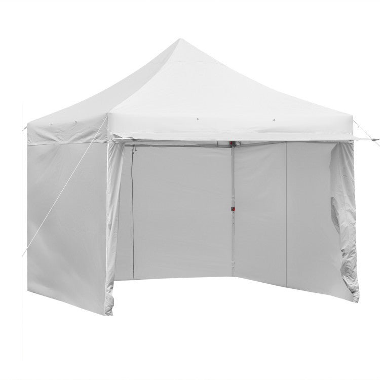 10 ft. x 10 ft. White Canopy Pop Up Tent with Removable Side Wall and Roller Bag