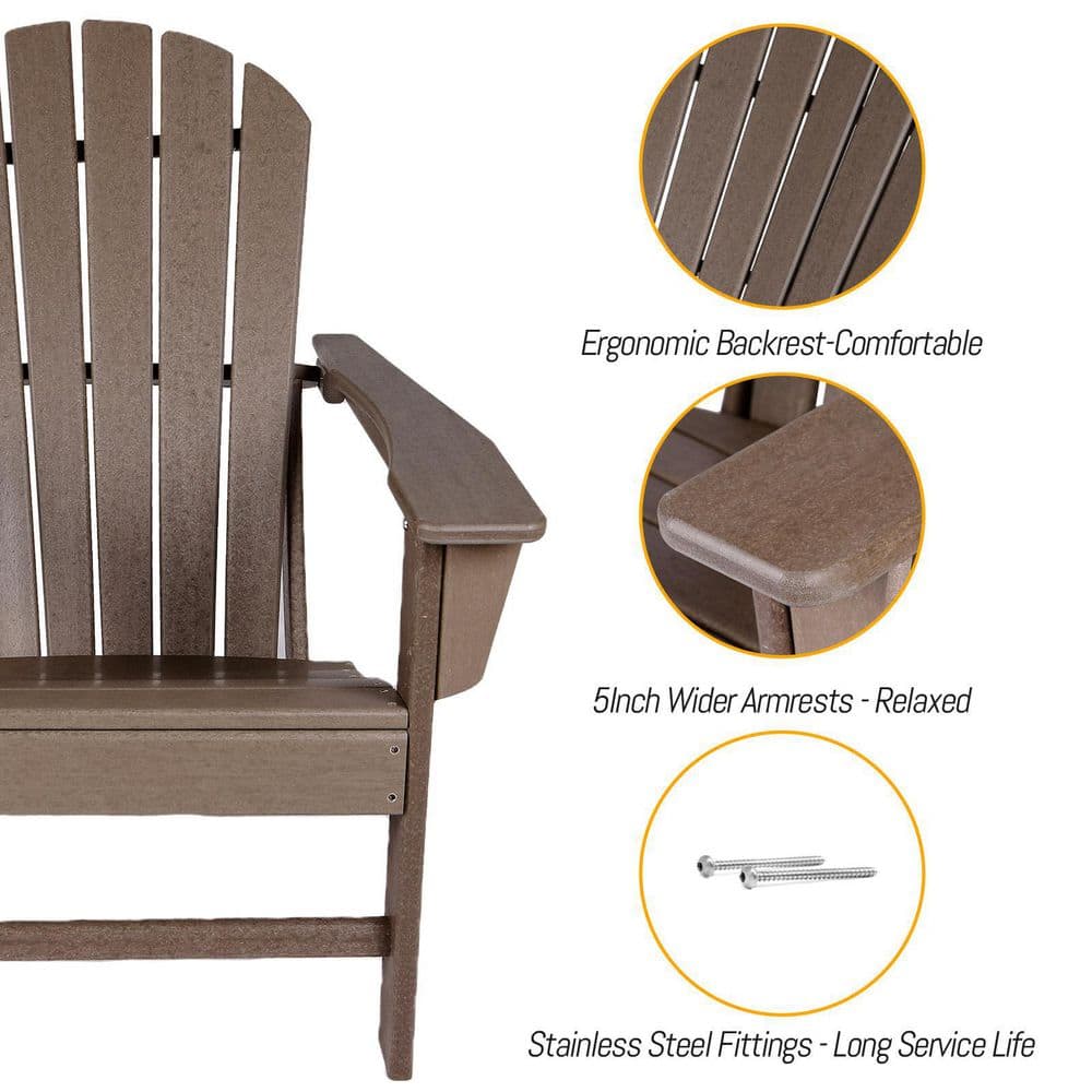 Teak Plastic Outdoor Patio Adirondack Chair