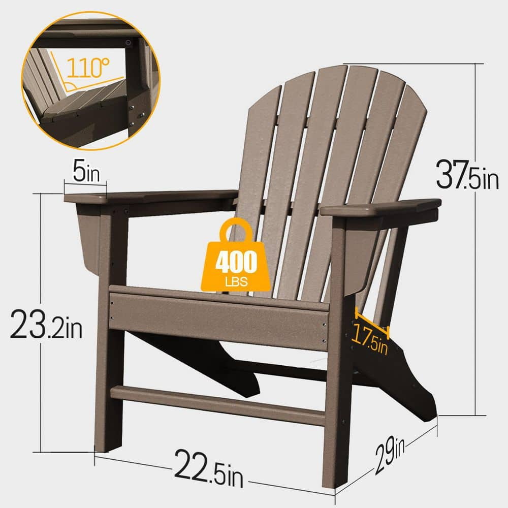 Teak Plastic Outdoor Patio Adirondack Chair