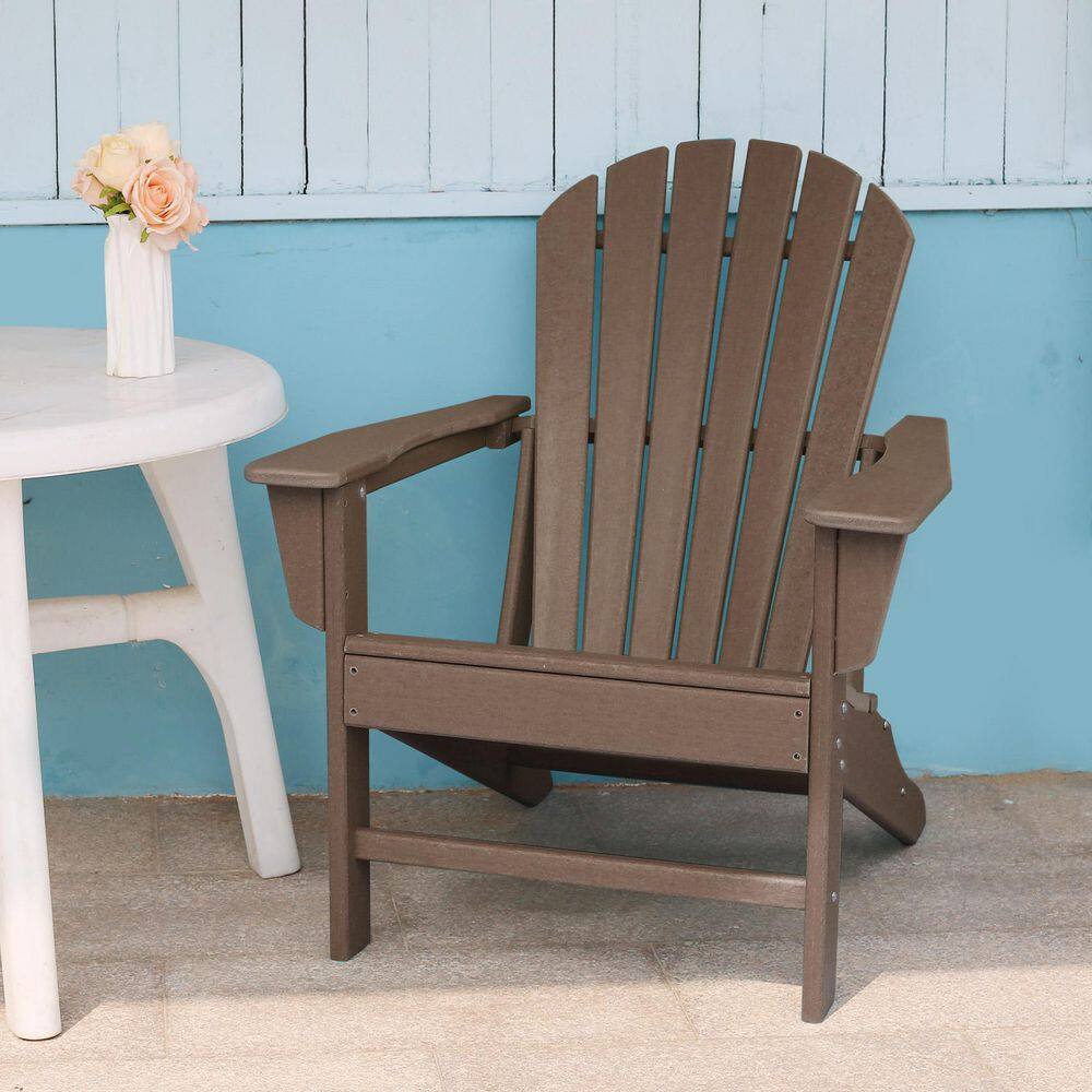 Teak Plastic Outdoor Patio Adirondack Chair