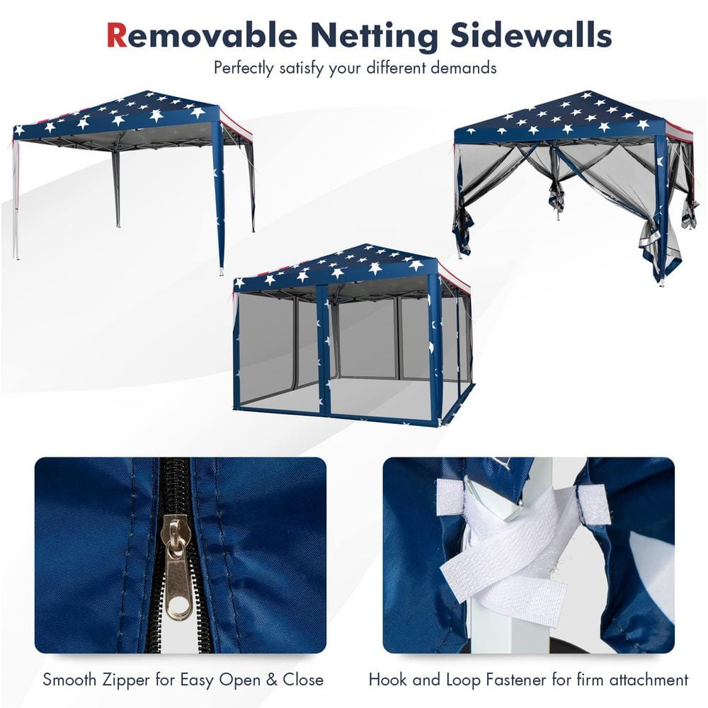 10 ft. x 10 ft. Pop-up Canopy Vendor Tent with Removeable Mesh Walls