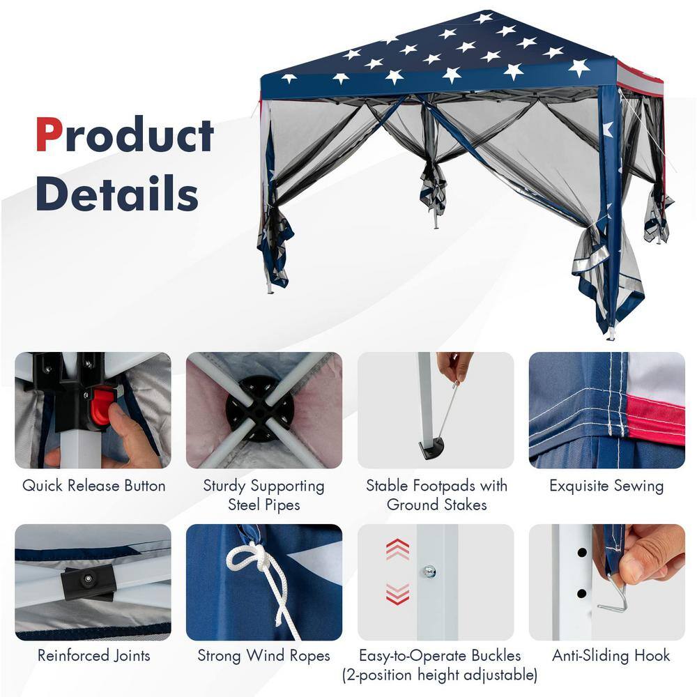 10 ft. x 10 ft. Pop-up Canopy Vendor Tent with Removeable Mesh Walls