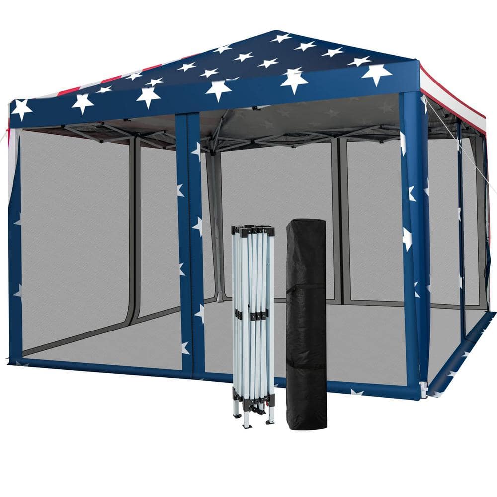 10 ft. x 10 ft. Pop-up Canopy Vendor Tent with Removeable Mesh Walls