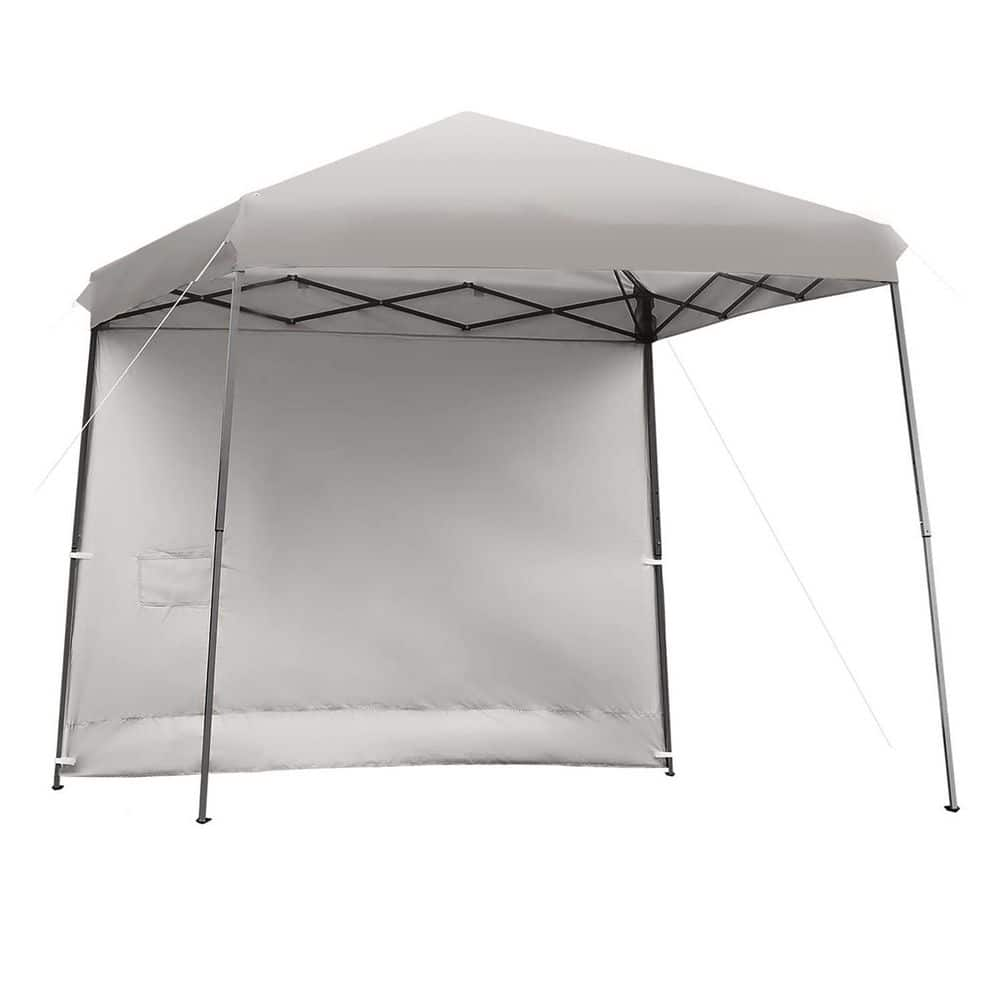 10 ft. x 10 ft. Gray Pop Up Tent Instant Canopy with Roll-up Side Wall