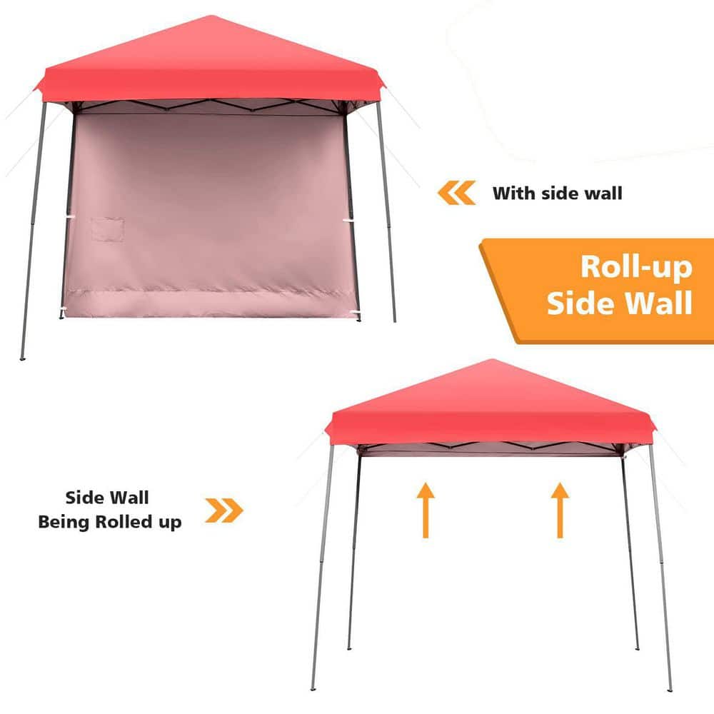 10 ft. x 10 ft. Red Pop Up Tent Instant Canopy with Roll-up Side Wall