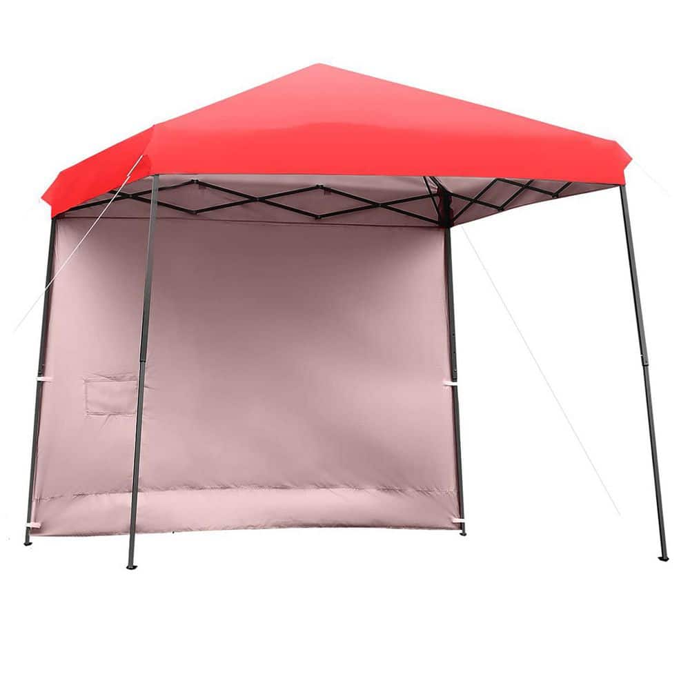 10 ft. x 10 ft. Red Pop Up Tent Instant Canopy with Roll-up Side Wall