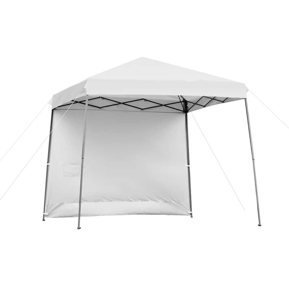 10 ft. x 10 ft. White Pop Up Tent Instant Canopy with Roll-up Side Wall