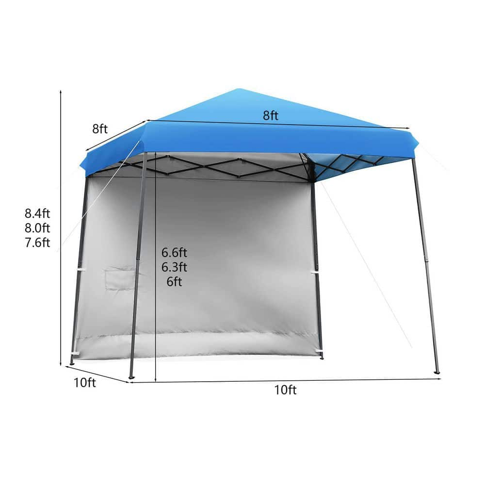 10 ft. x 10 ft. Blue Pop Up Tent Instant Canopy with Roll-up Side Wall