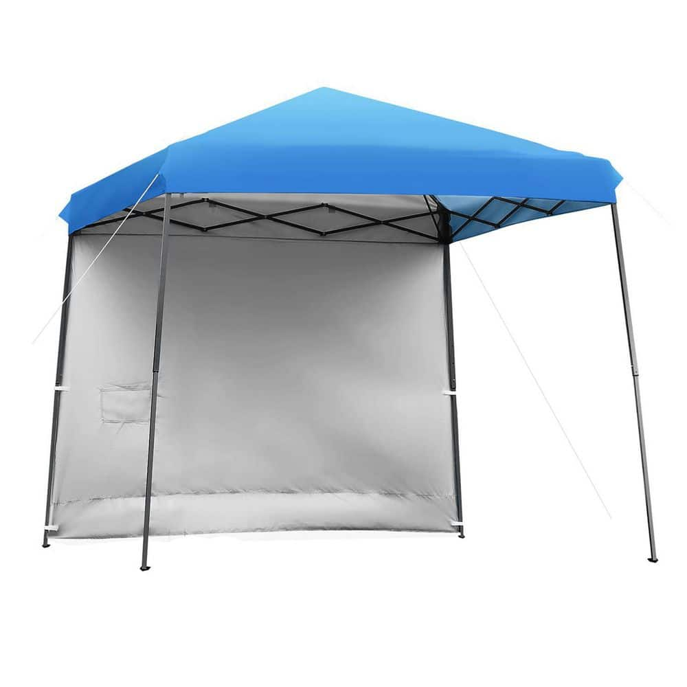 10 ft. x 10 ft. Blue Pop Up Tent Instant Canopy with Roll-up Side Wall