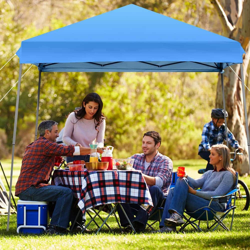 10 ft. x 10 ft. Blue Pop Up Tent Instant Canopy with Roll-up Side Wall