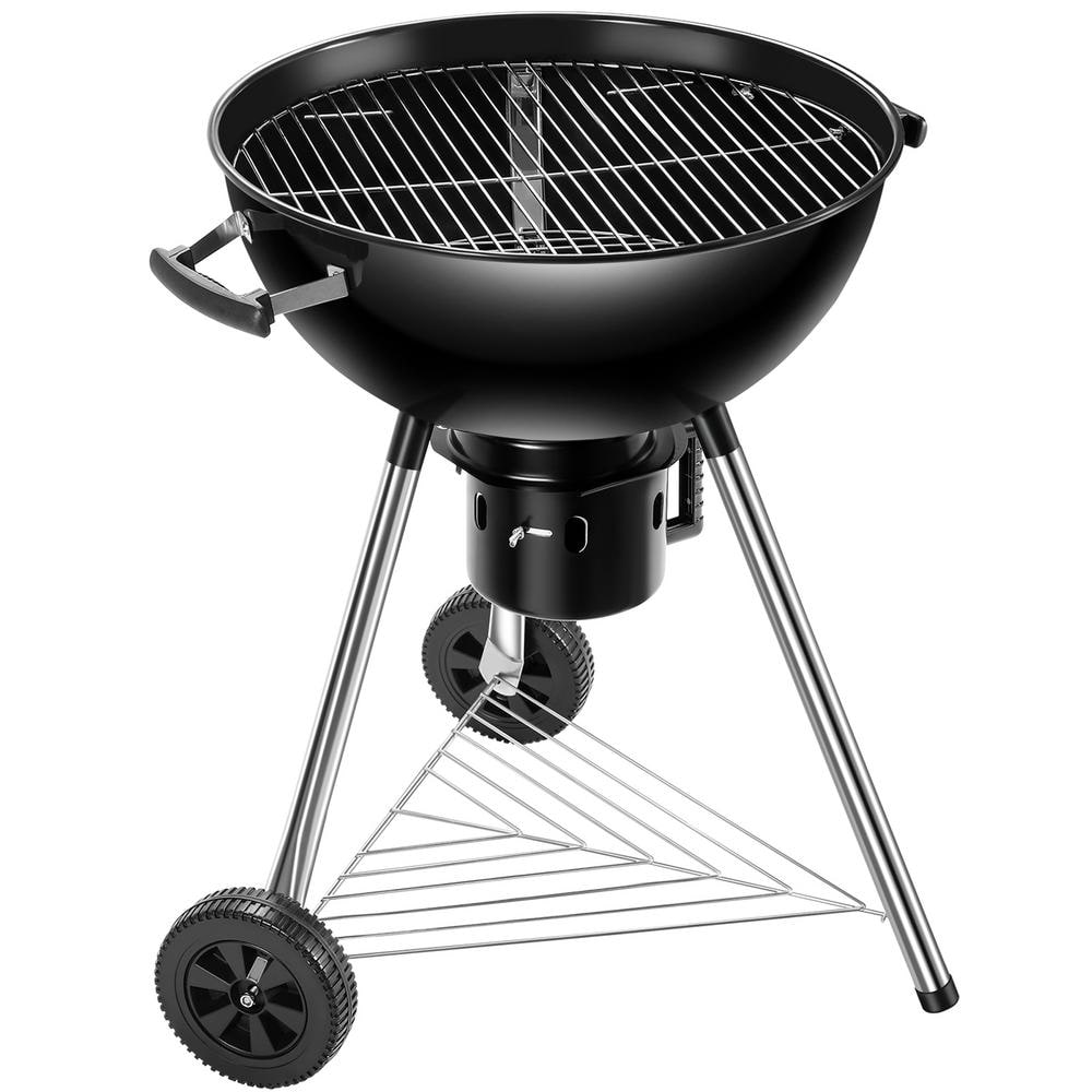 22 in. Portable Premium Charcoal Grill with Cover in Black