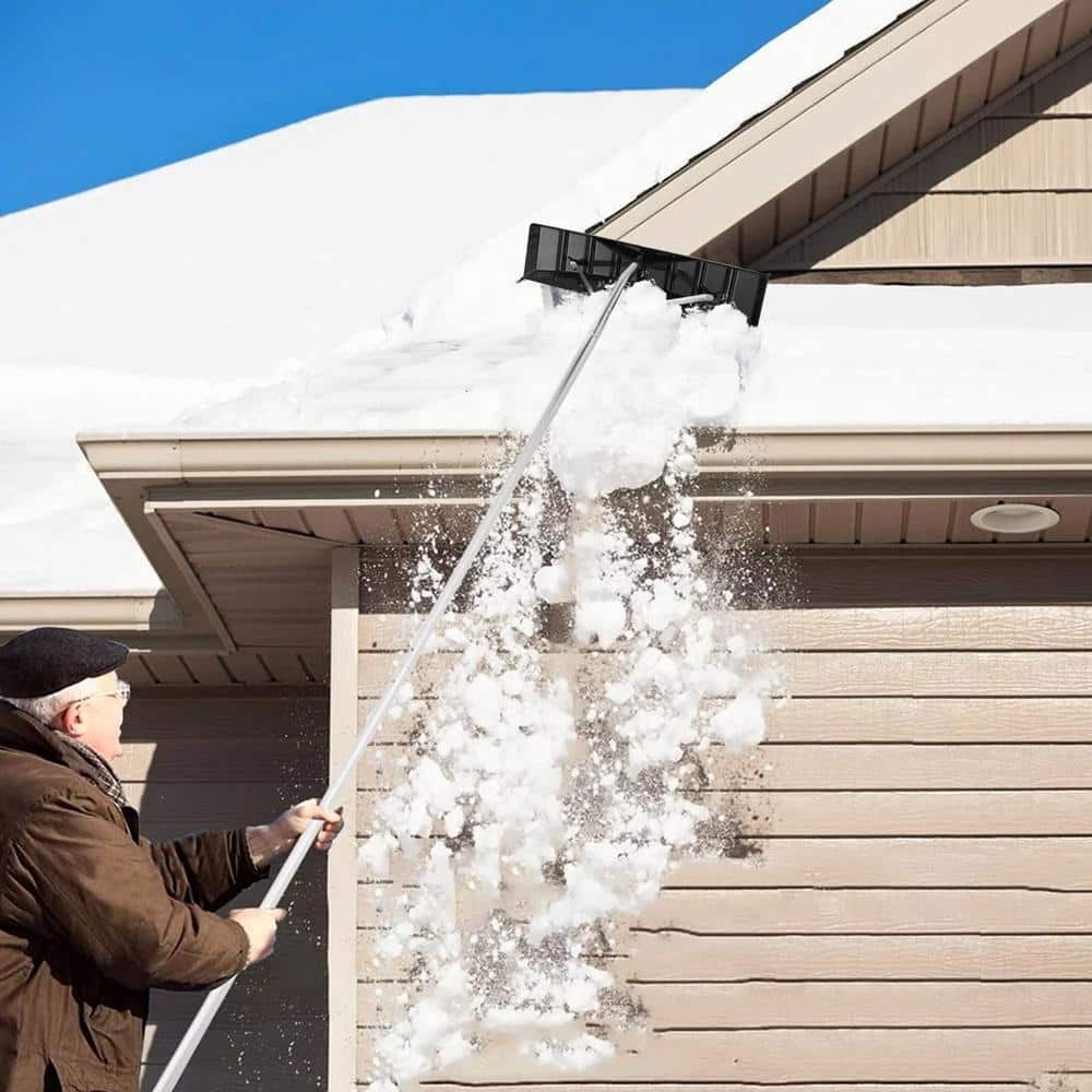 5.5 in. Snow Rake Shovel for Roof Cleaning with 20 ft. Extendable Lightweight Aluminum Handle