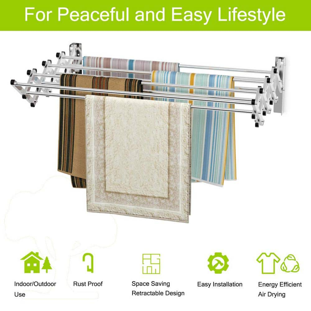 Wall Mounted Expandable Bathroom Shelf Towel Rack