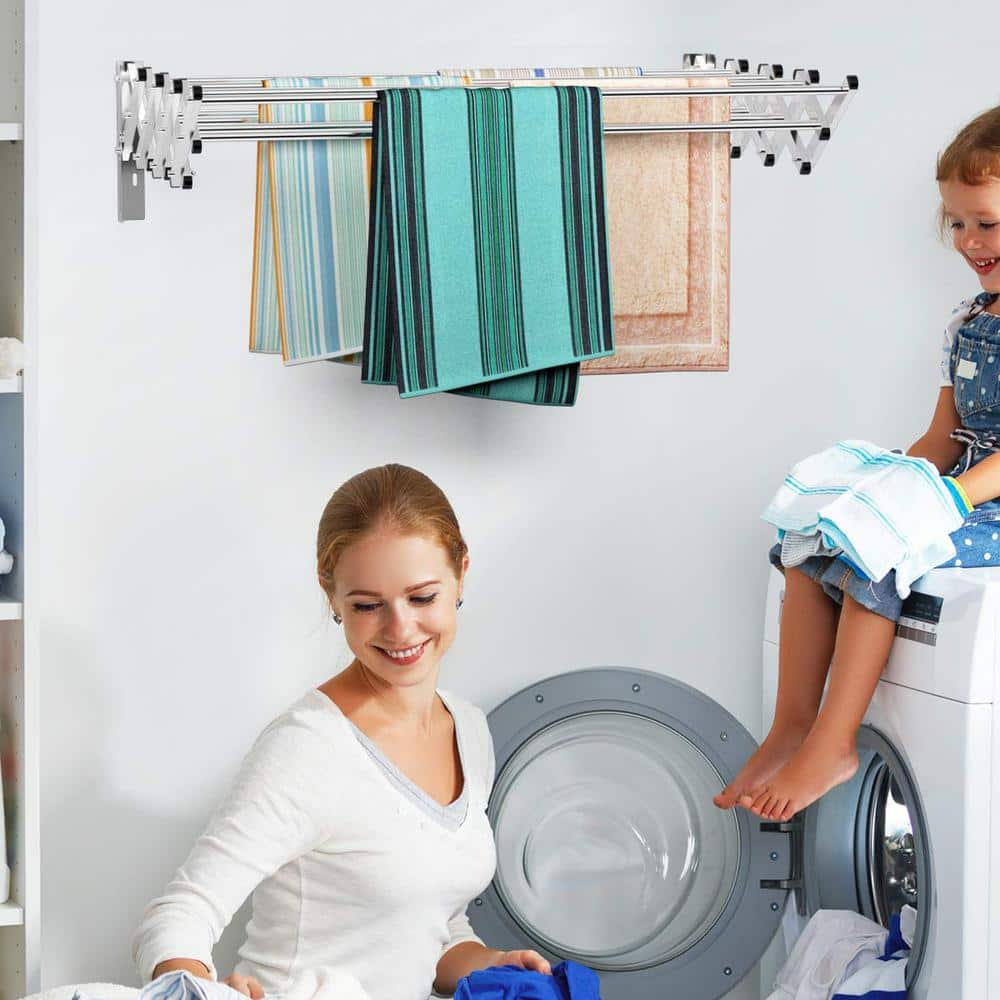 Wall Mounted Expandable Bathroom Shelf Towel Rack