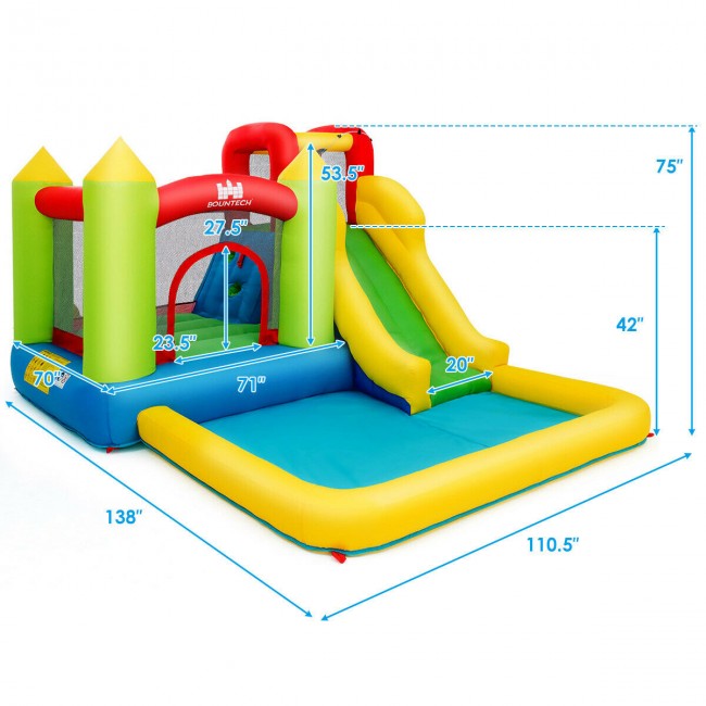 SUGIFT Inflatable Bounce House,Outdoor Inflatable Kid Castle with 480W Air Blower