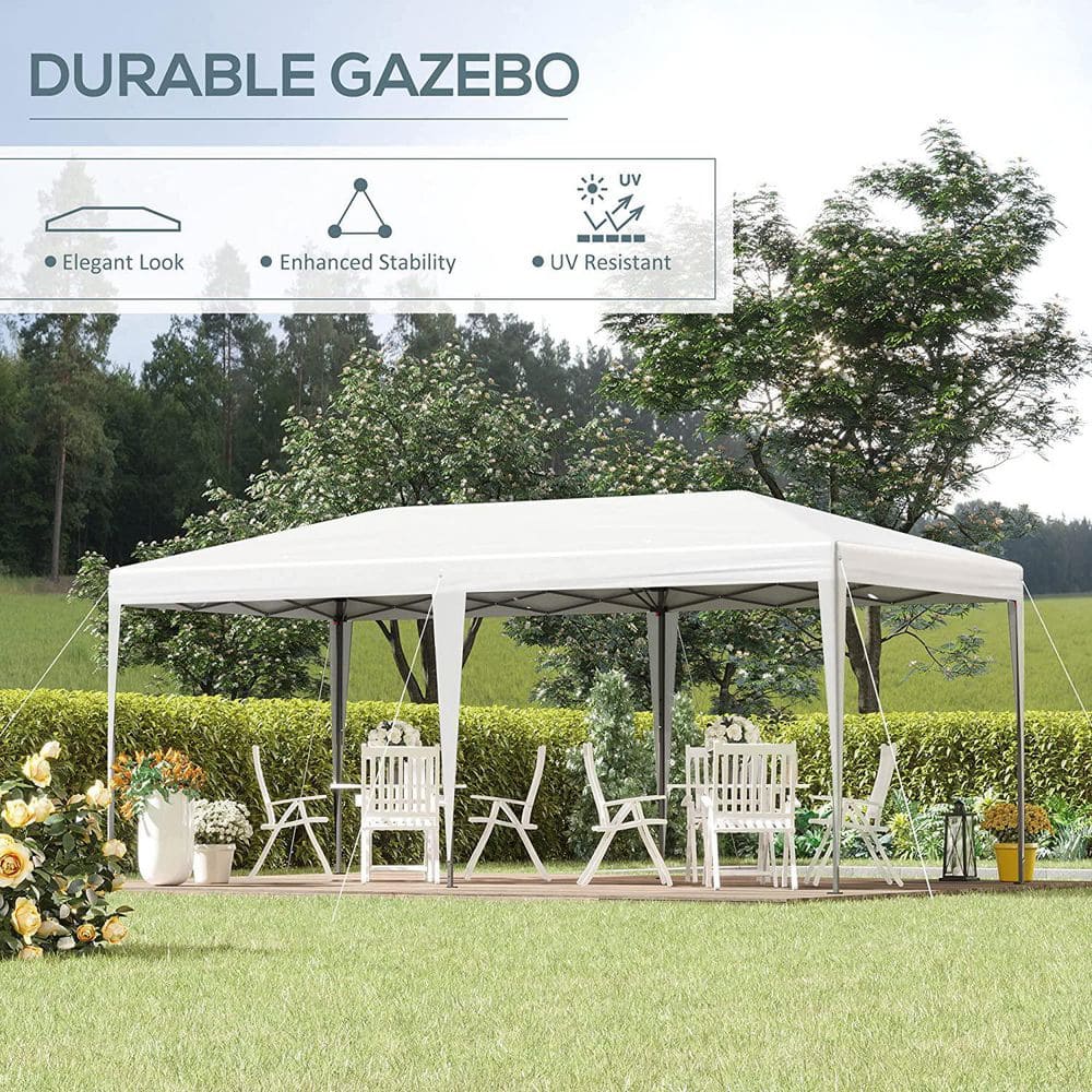 10 ft. x 20 ft. White Outdoor Pop Up Canopy Gazebo Wedding Party Tent