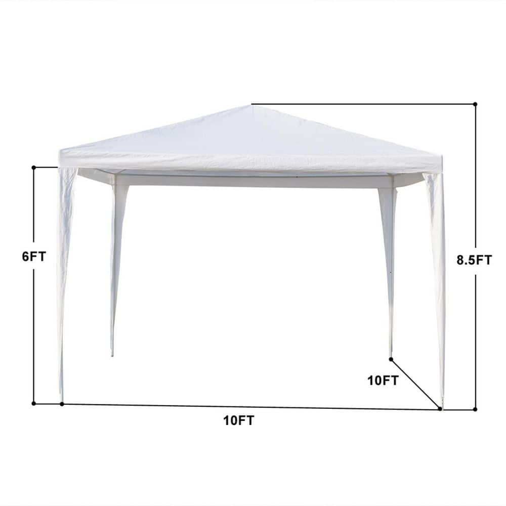 10 ft. x 10 ft. White Canopy Tent Heavy-Duty Wedding Party Tent Canopy with 3 Removable Side Walls