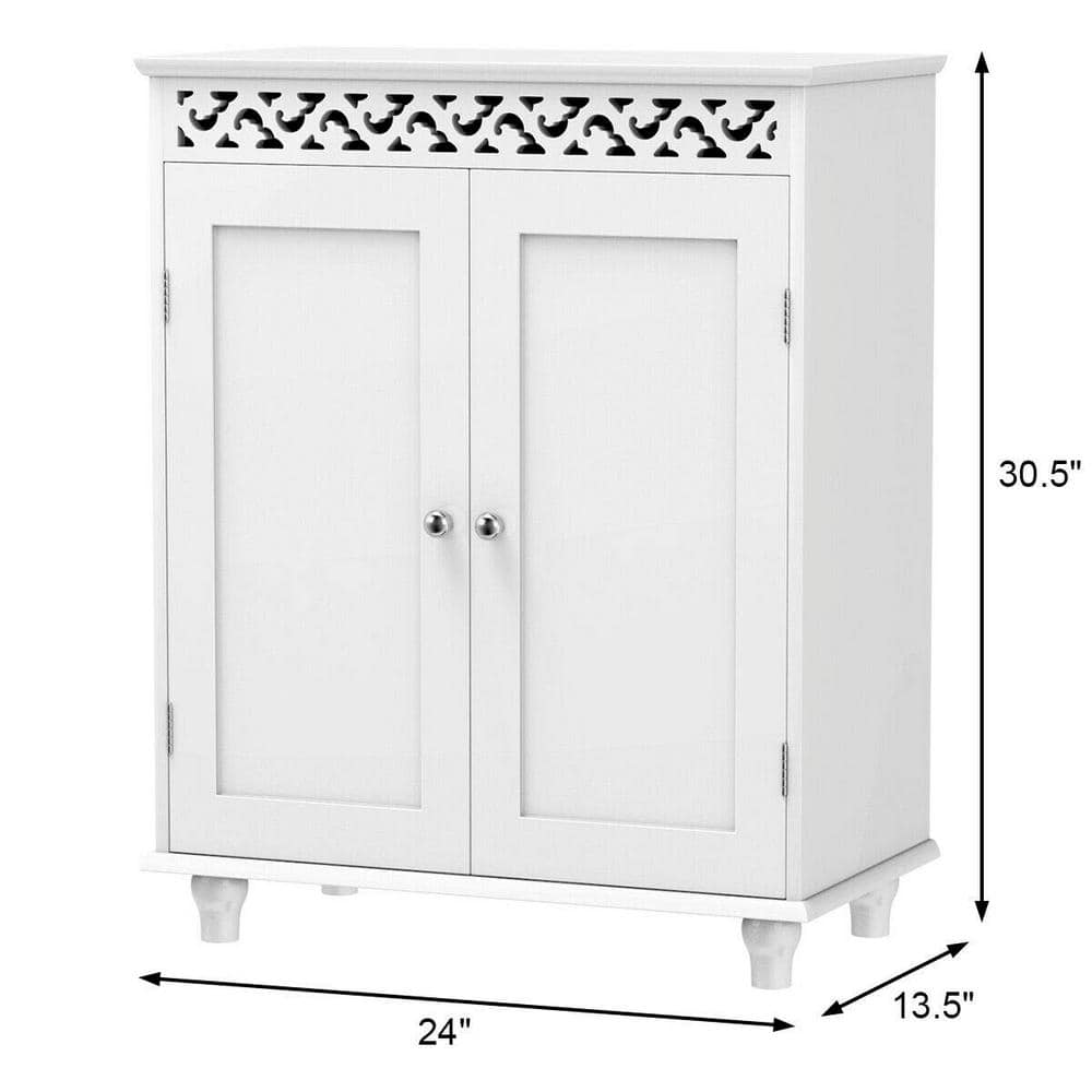 Freestanding Linen Cabinet with 2-Shutter Doors in White