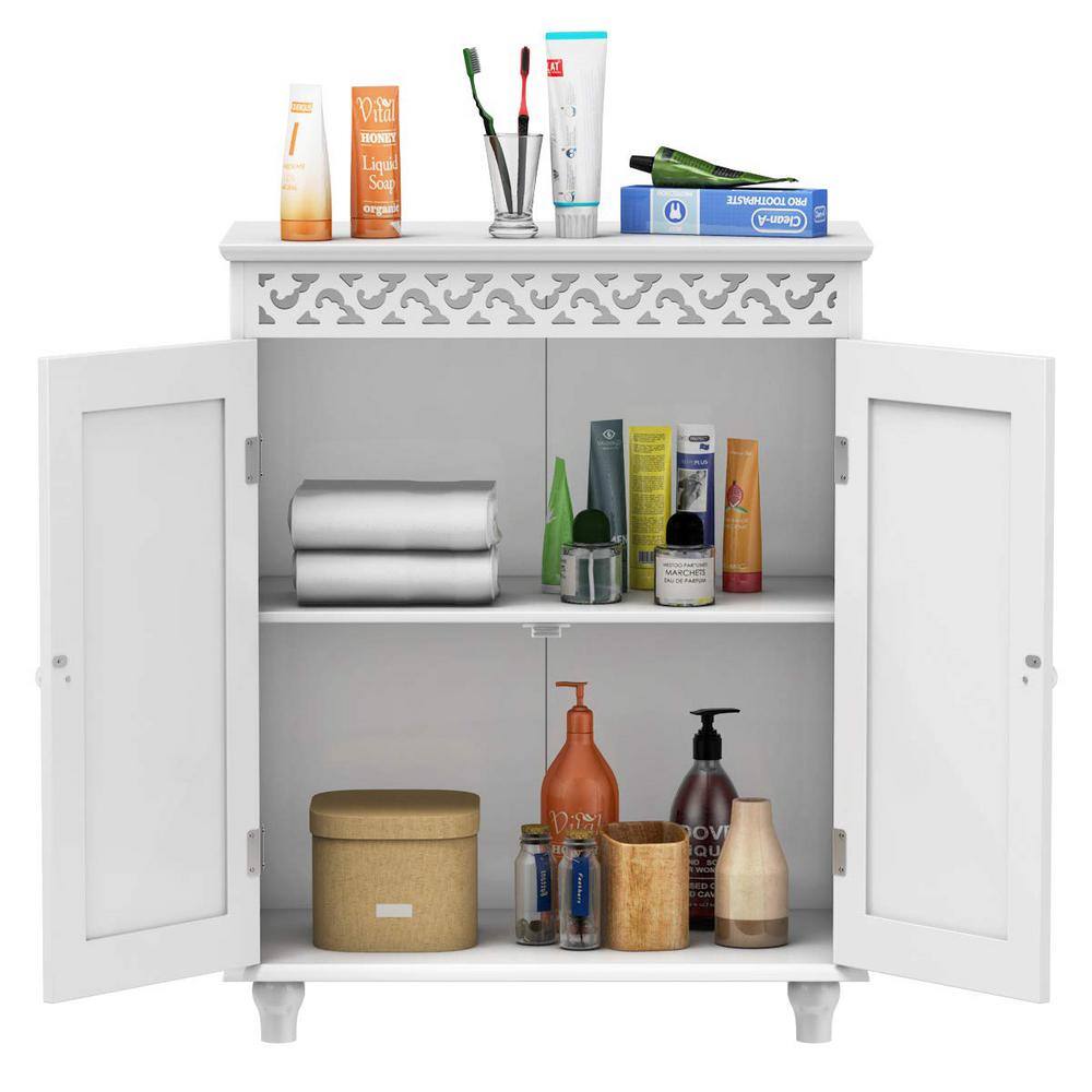 Freestanding Linen Cabinet with 2-Shutter Doors in White