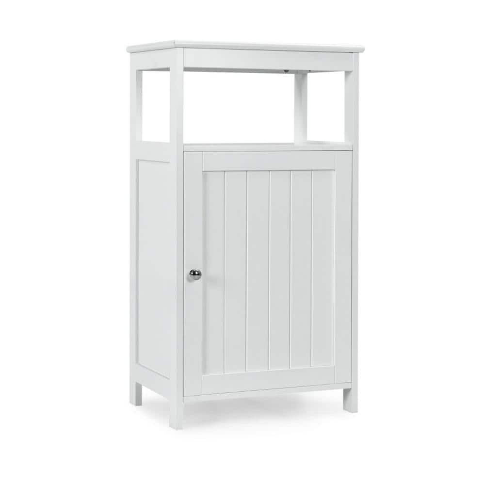 Freestanding Linen Cabinet Floor Cabinet in White with Adjustable Shelf