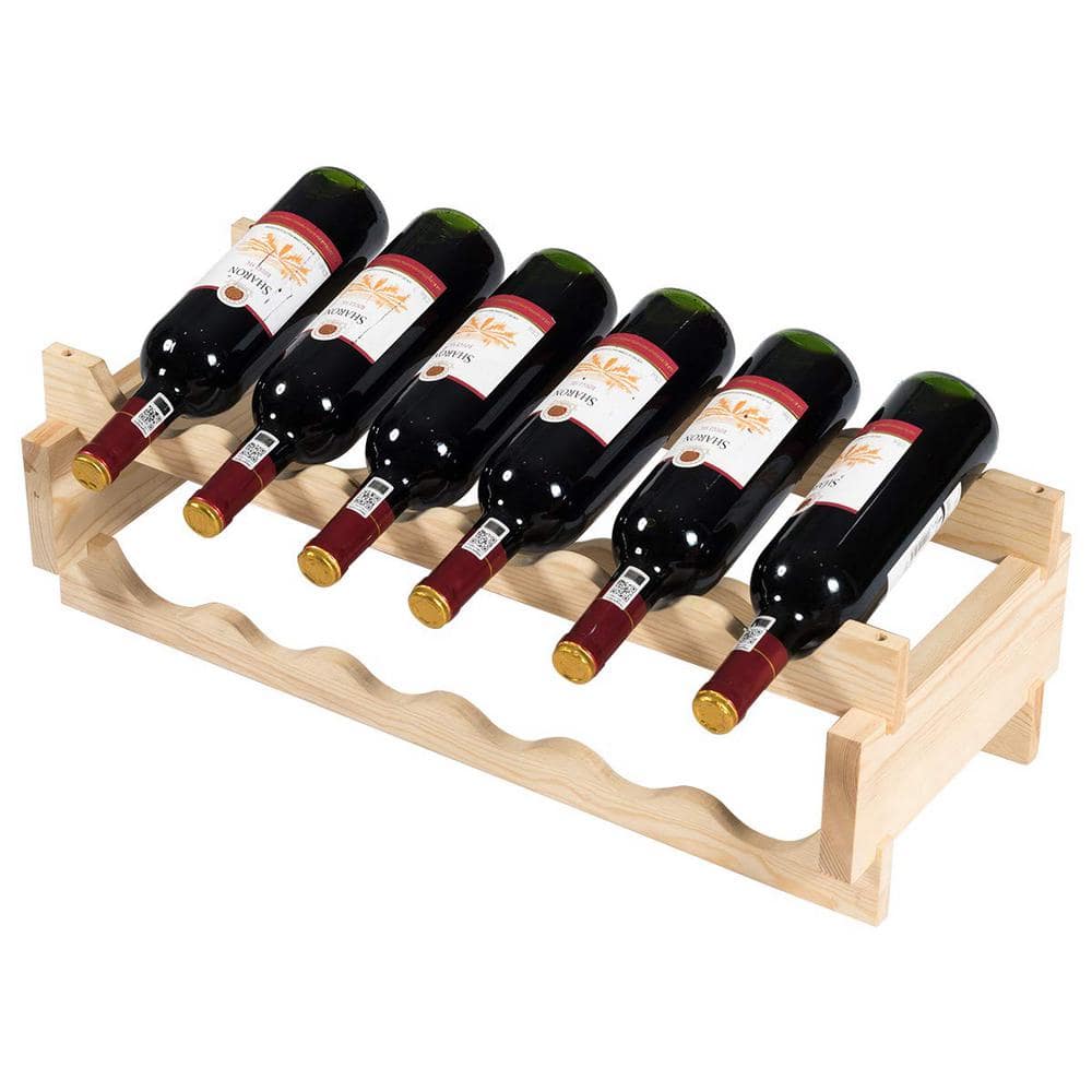 36-Bottles Natural Stackable Wooden Wobble-Free Modular Wine Rack