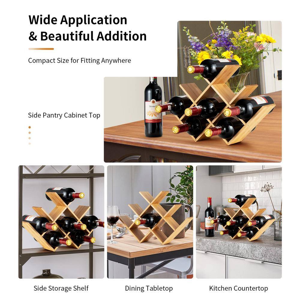 8-Bottle Natural Freestanding Bamboo Wine Rack in Yellow