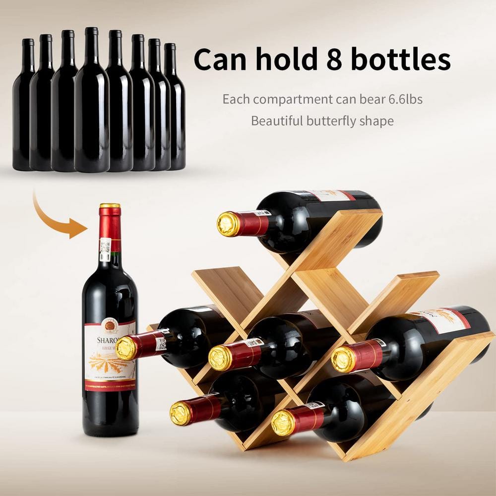 8-Bottle Natural Freestanding Bamboo Wine Rack in Yellow