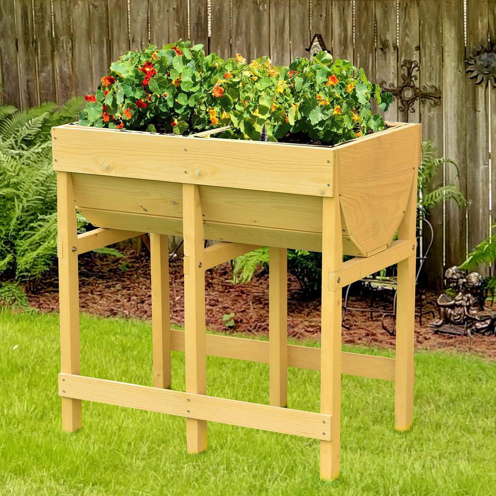 28 in. L x 18 in. W x 28.5 in. H Fir Wood Elevated Garden Bed with Liner